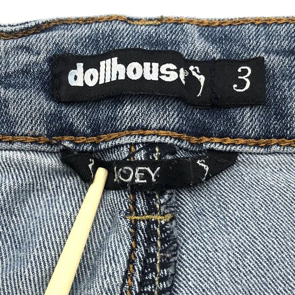 Dollhouse Distressed Cutoff Jean Shorts Size 3 Provocative Low Rise Frayed Hem - Picture 2 of 10